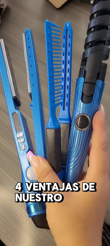 Combo Plancha Rizador Y Peine D Cabello